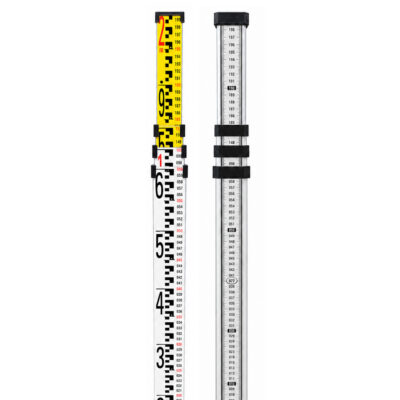 Teleskopisk laser- og nivellerstang i aluminium med maks lengde 2 meter, tydelig cm- og mm-skala og kompakt sammenlagt lengde.