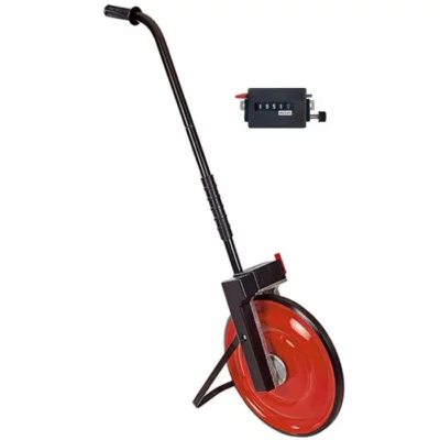 Målehjul med metallfelg. Et kvalitetshjul med telleverk med stor presisjon