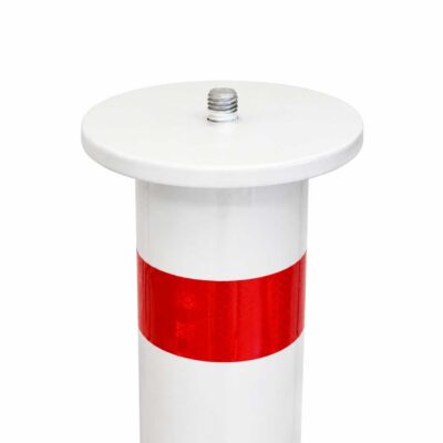 Fastmerkesøyle 120 cm med refleksbånd, 5/8 tomme instrumentgjenge og C4+/C5 pulverlakkert overflate for permanente målepunkter.