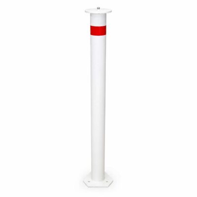 Fastmerkesøyle 120 cm med refleksbånd, 5/8 tomme instrumentgjenge og C4+/C5 pulverlakkert overflate for permanente målepunkter.