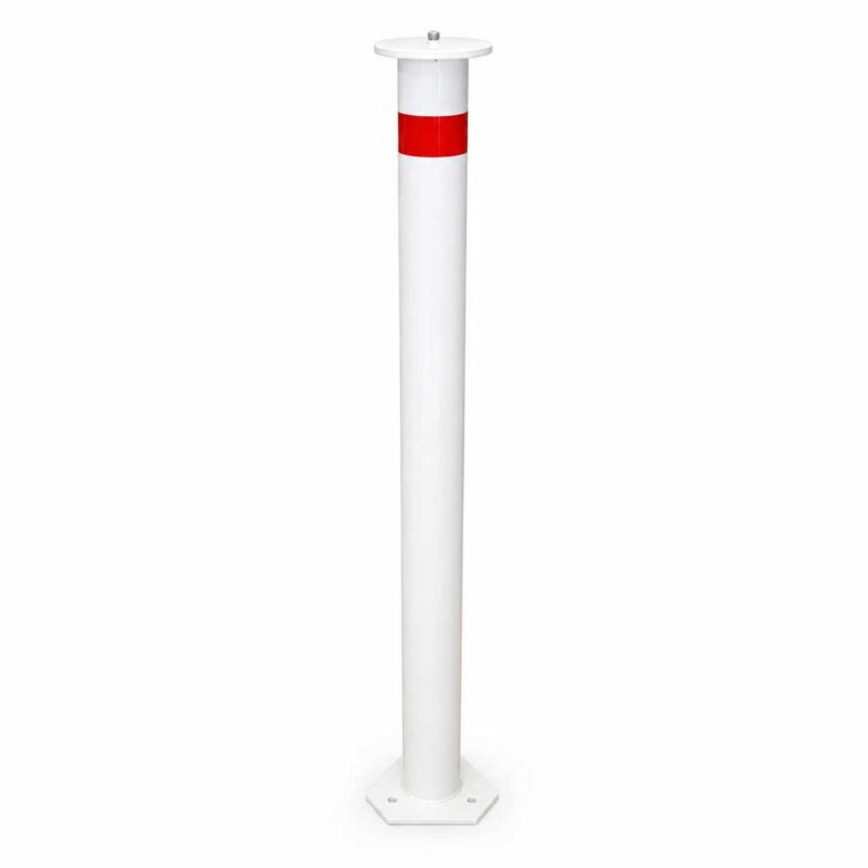 Fastmerkesøyle 120 cm med refleksbånd, 5/8 tomme instrumentgjenge og C4+/C5 pulverlakkert overflate for permanente målepunkter.