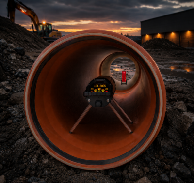 Geo-Fennel FKL-55 rørlaser med grønn stråle for rørlegging, grøftearbeid og tunnelprosjekter.