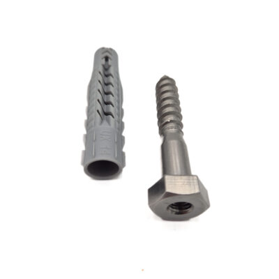 UNVERSALPLUGG UX14x75 og fransk treskrue med M8 senterhull for prismebolt