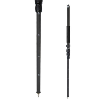 Karbon teleskopstang 64–180 cm med libelle og 5/8 gjenge, ultralett 480 g