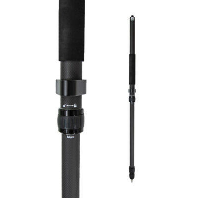 Karbon teleskopstang 64–180 cm med libelle og 5/8 gjenge, ultralett 480 g