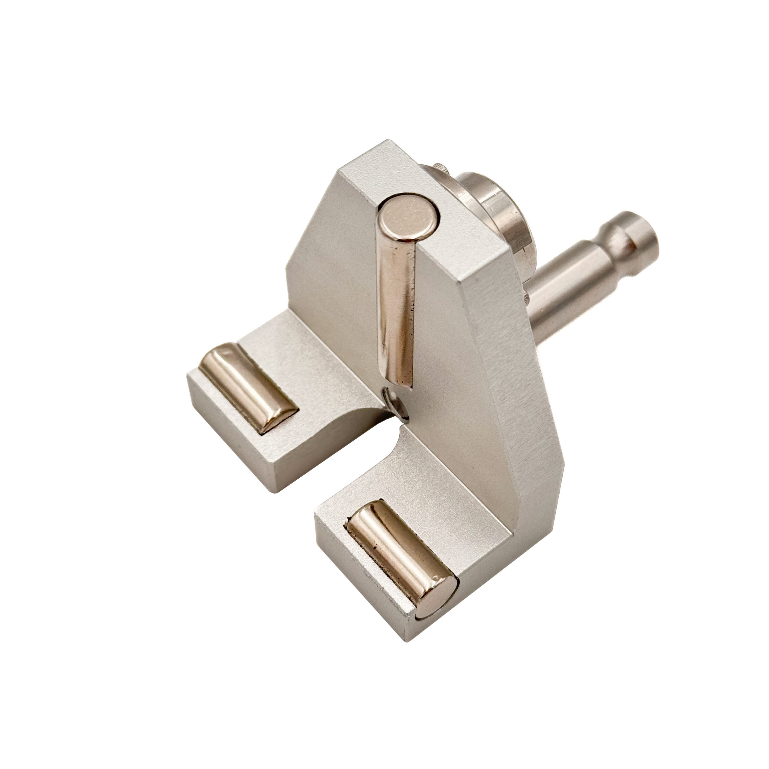 Magnetisk prismeadapter for jernbaneskinner med QL Leicatopp, kraftige magneter og libelle.