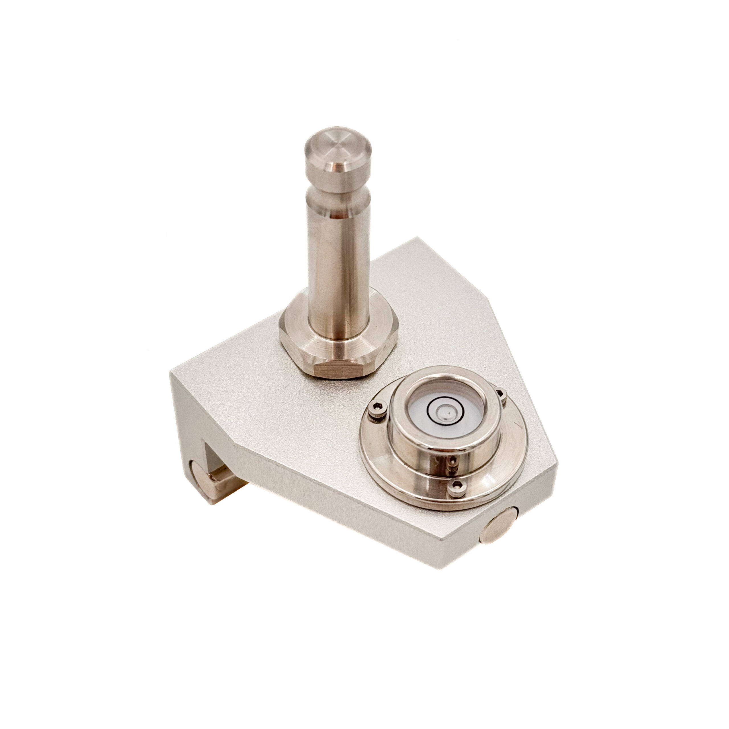 Magnetisk prismeadapter for jernbaneskinner med QL Leicatopp, kraftige magneter og libelle.