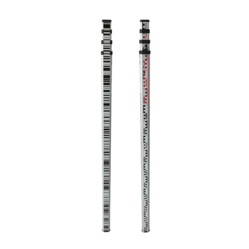 Presis Leica GSS111 invarstang med strekkode for digital nivellering. 5 m teleskopisk nivelleringsstang for Leica Sprinter – ideell for setningsmåling og byggekontroll.