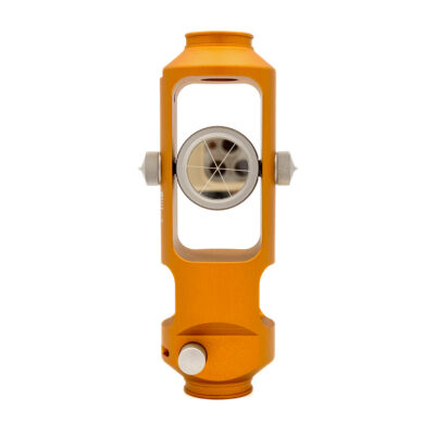 Bohnenstingl HIP miniprisme med Leica hurtigkobling og oransje aluminiumshus for presis totalstasjonsmåling