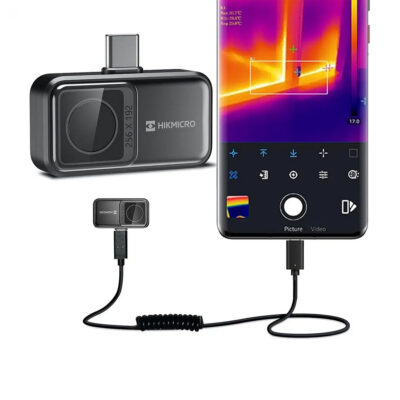 HIKMICRO Mini2 V2 termografikamera koblet til smarttelefon for profesjonell varmeinspeksjon
