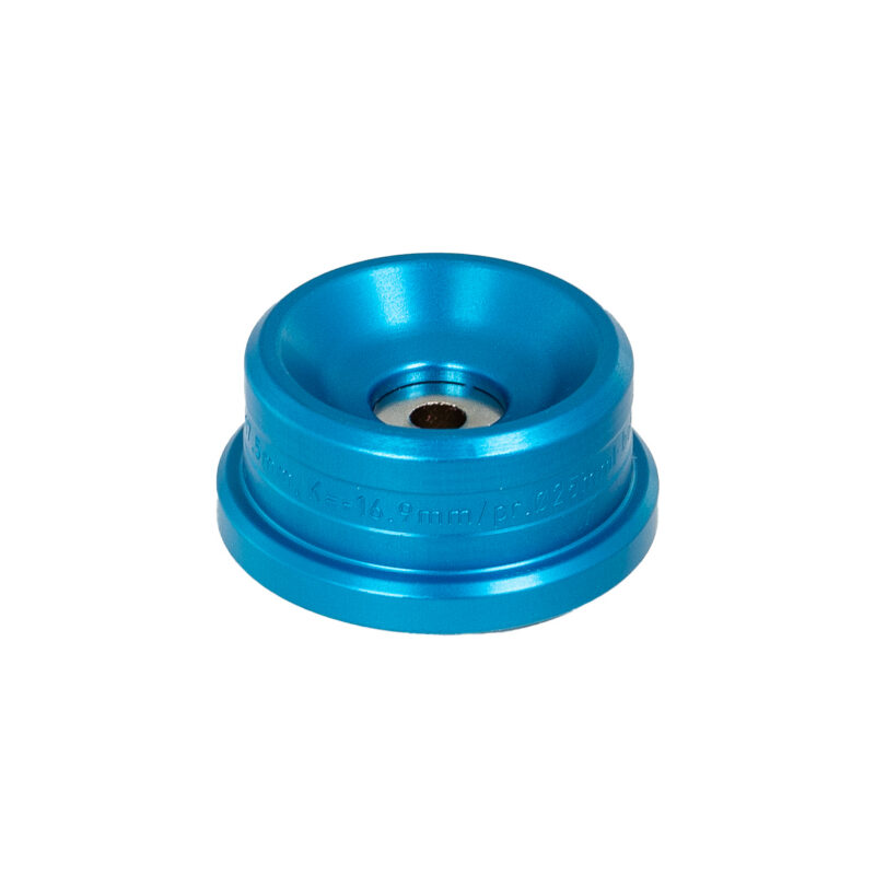 Bohnenstingl magnetbase Ø40 mm i blå anodisert aluminium for kuleprisme 1,5" med opptil 15 kg holdekraft