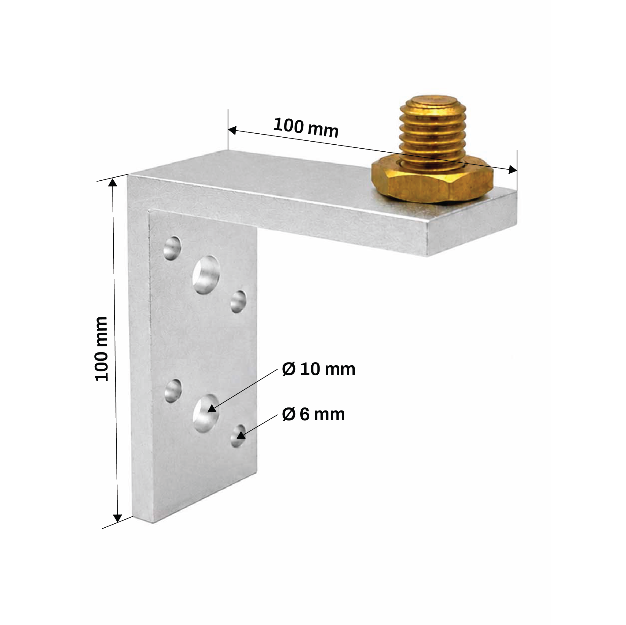 Likebeint prismebrakett i aluminium med 5/8 tommer gjengetopp og låsemutter for prismemontering.